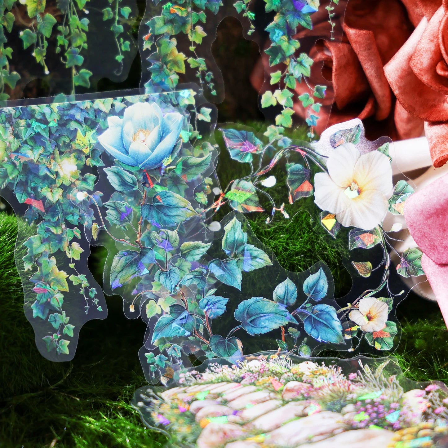 20pcs Plants Flowers Landscape PET Sticker natural scenery Junk Journal DIY Scrapbooking Supplies Collage Stationery Stickers
