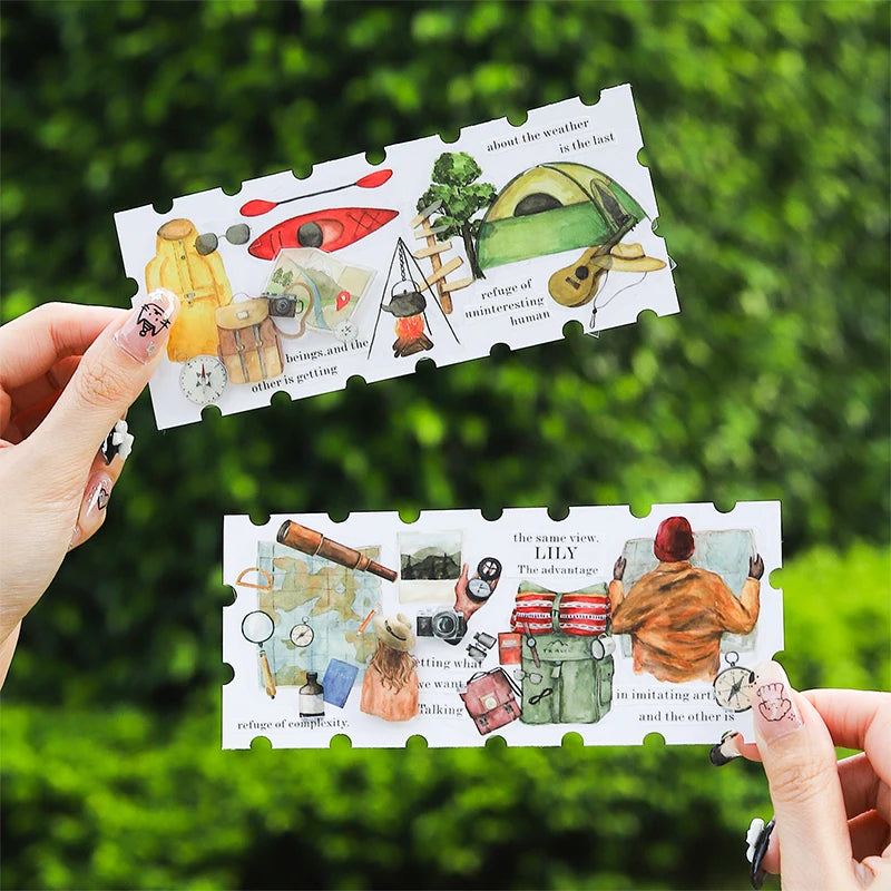 60mm*2m 1pc PET Travel supplies Tape Creativity Scrapbooking Junk Journal Creative Stationery DIY Deco Stickers School Supplies