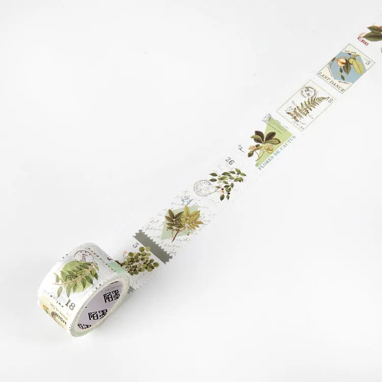 JIANQI Vintage Stamp Plant Washi Tape Stick Labels Paper Stickers Masking tape DIY Scrapbooking Material Craft Supplies