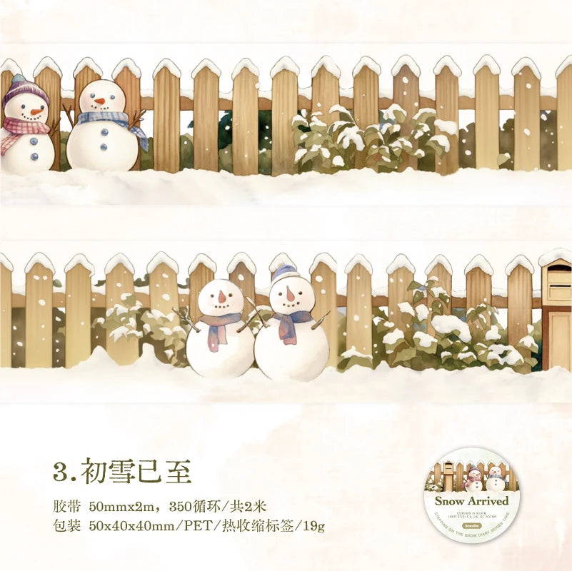 JIANQI 50mm*2m PET Winter snow scenery Tapes Decorative collage Adhesive Diy Scrapbooking hand made Masking tape Sticker