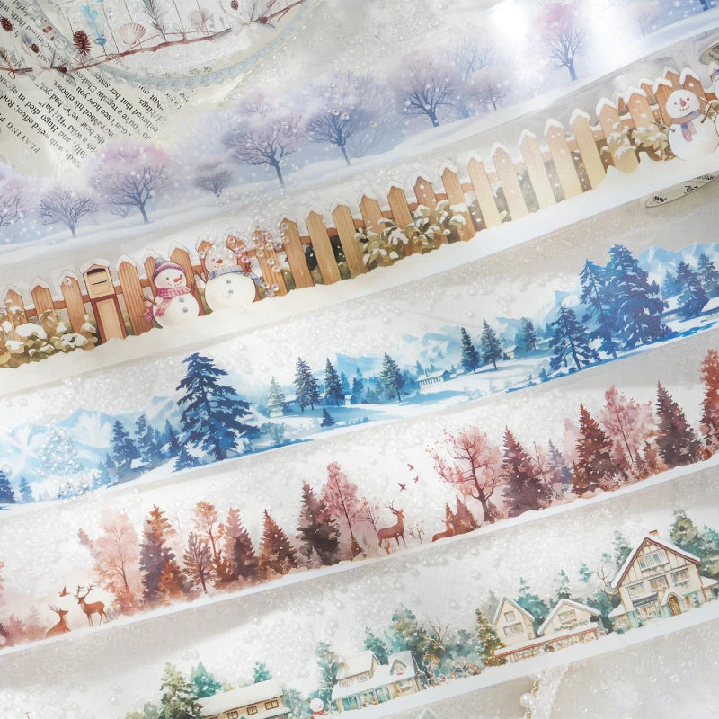 JIANQI 50mm*2m PET Winter snow scenery Tapes Decorative collage Adhesive Diy Scrapbooking hand made Masking tape Sticker