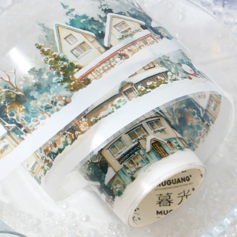 JIANQI 50mm*2m PET Winter snow scenery Tapes Decorative collage Adhesive Diy Scrapbooking hand made Masking tape Sticker
