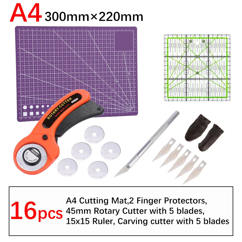 16Pcs Rotary Cutter Kit Carving Knife with 5pcs Blades Leather Craft Cutting Tool Set for PVC Cutting Mat Acrylic Ruler