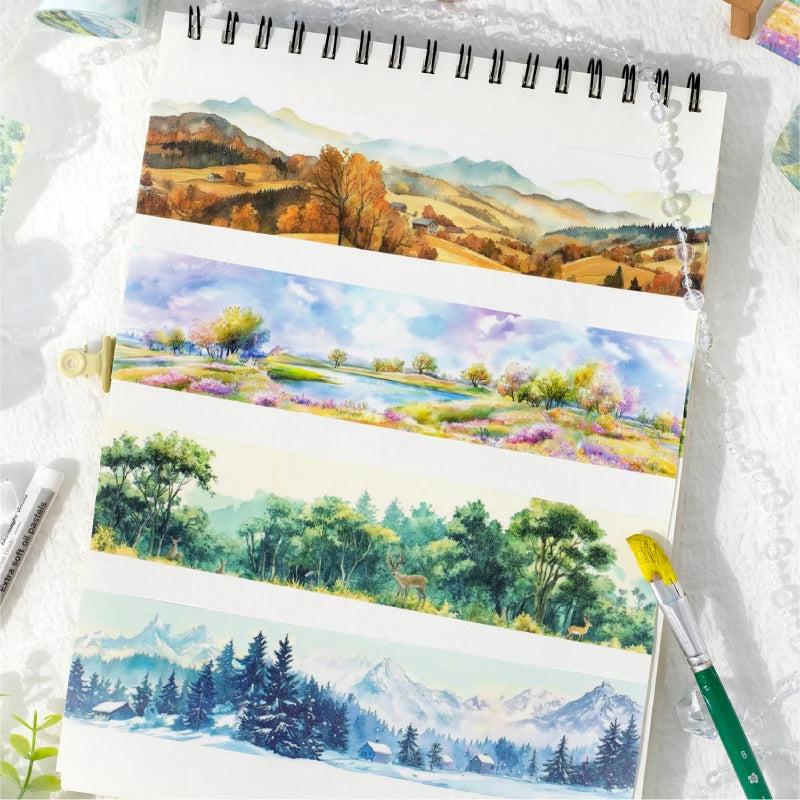 JIANQI 50mm*2m PET Tapes Beautiful scenery DIY Scrapbooking Decor Photo Album Collage Junk Journal Materials Aesthetics Stickers