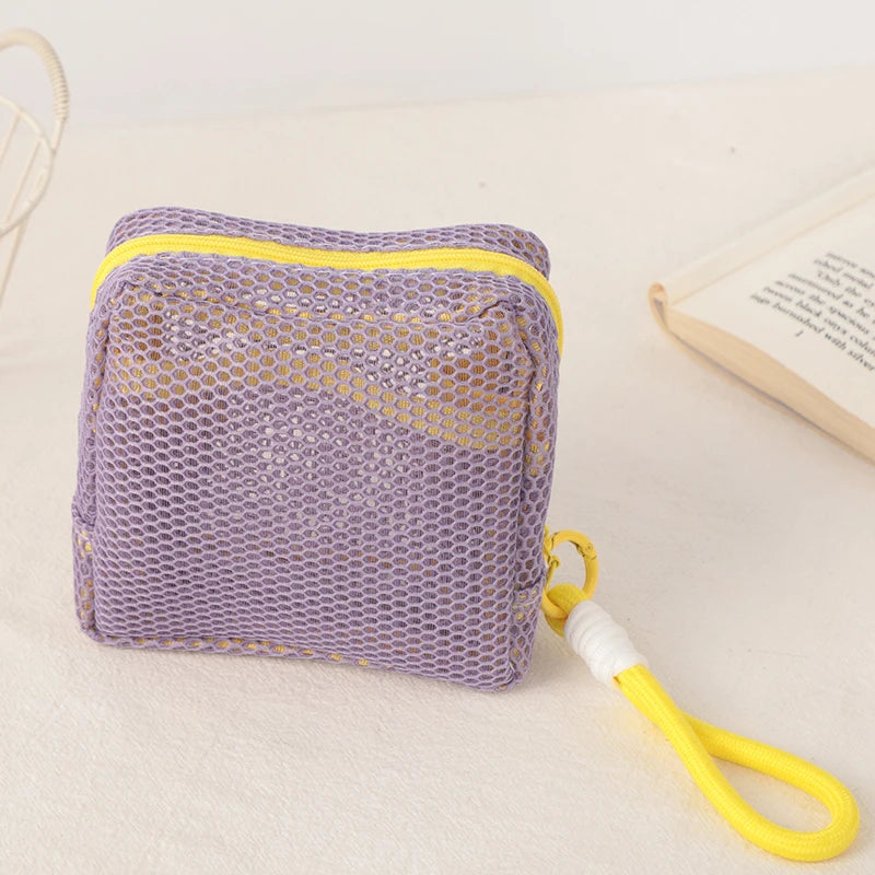 Small Capacity Key Bags Transparent Cosmetic Bag Square Mesh Storage Pouch Mini Zipper Coin Purse Mini Wash Bag Stationery Case