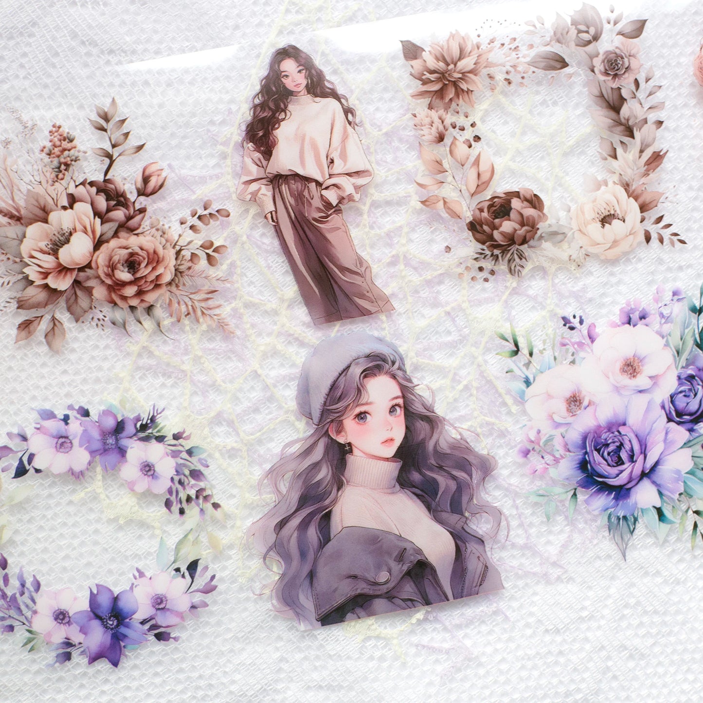 JIANQI 70mm*2m PET Flower Girl Tape DIY Scrapbooking Decor Photo Album Collage Junk Journal Materials Planner Aesthetic Tapes