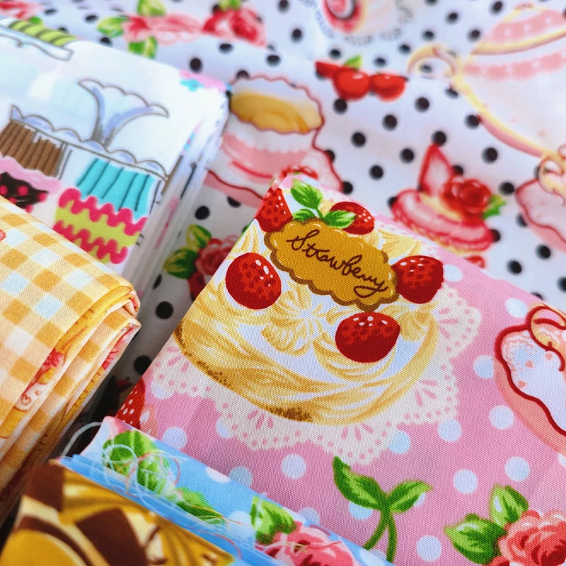 140x50cm 40s Cotton Dessert Cake Fabric Pastry Layout Background Cloth Children's ing Pajamas Dress Handmade