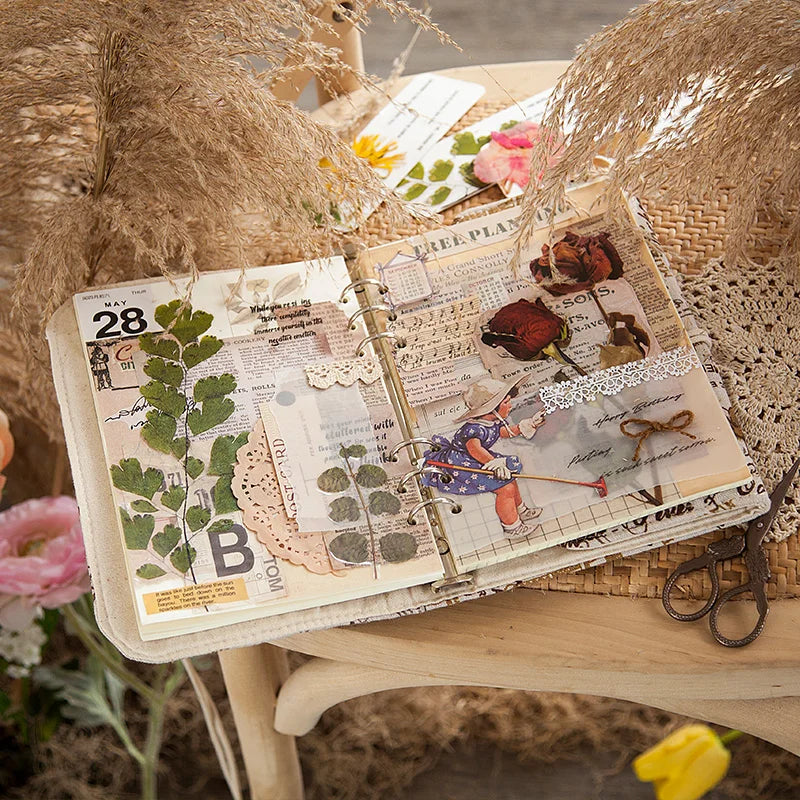 JIANQI 6pcs Large size Flowers Deco Stickers Scrapbooking Styling Junk Journaling Toy Aesthetic School DIY Stationery Stickers