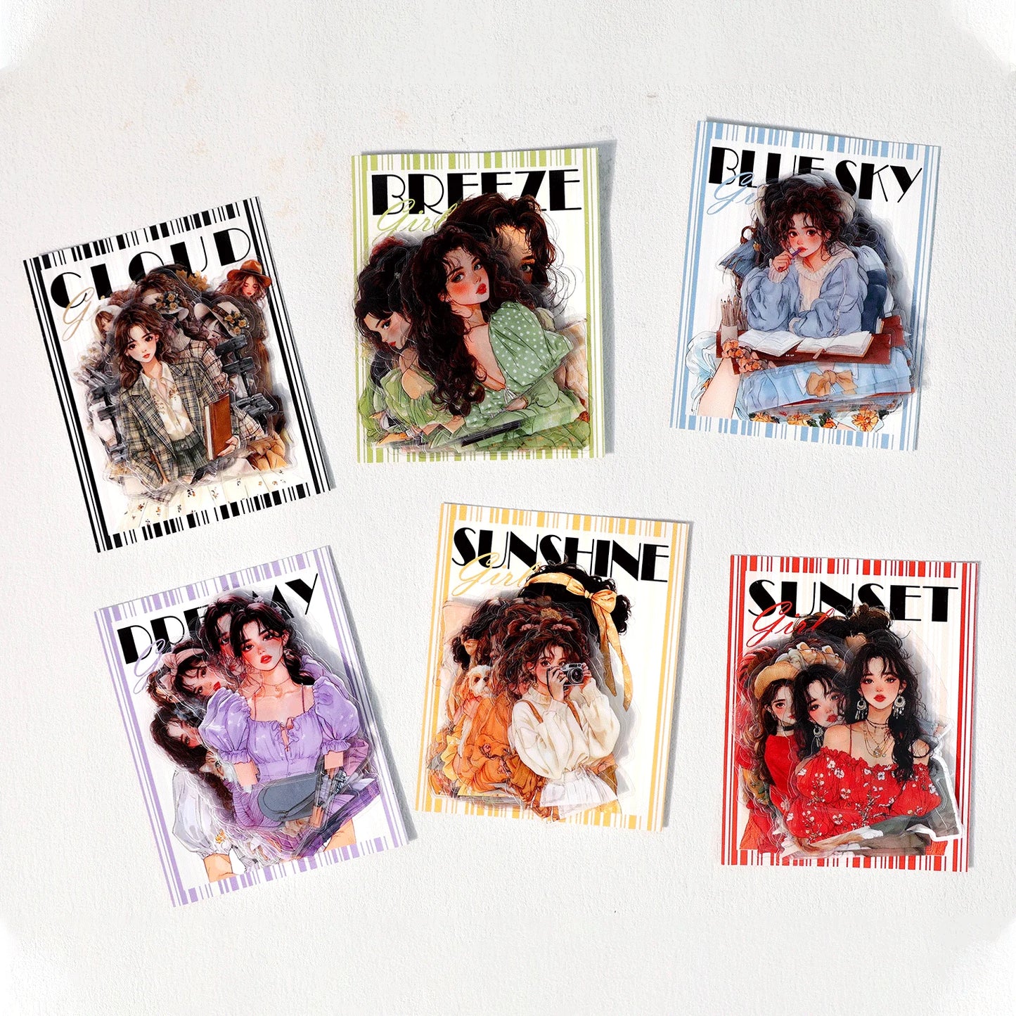JIANQI 40 Pcs Large size Beautiful Girl Stickers hand tent DIY Stick Labels Scrapbooking Material Junk Journal Supplies
