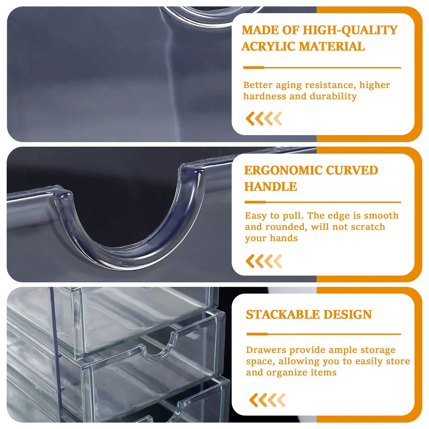 4/5Layer Acrylic Drawer Organizer Stationery Storage Box Glasses Clear Desk Makeup Hair Display Pencil Holder Office Student