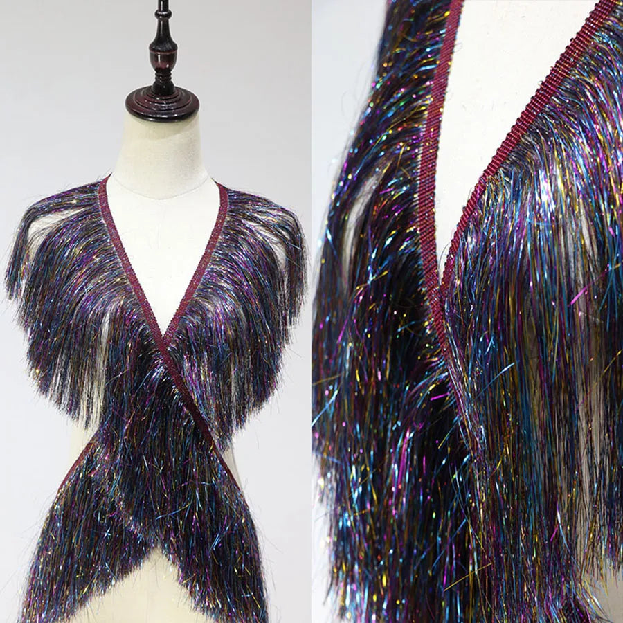 1 Yard Multi-color Tassel Decorative Skirt Tassel Fabric Gradient Latin Dance Row Beard Lace 20CM