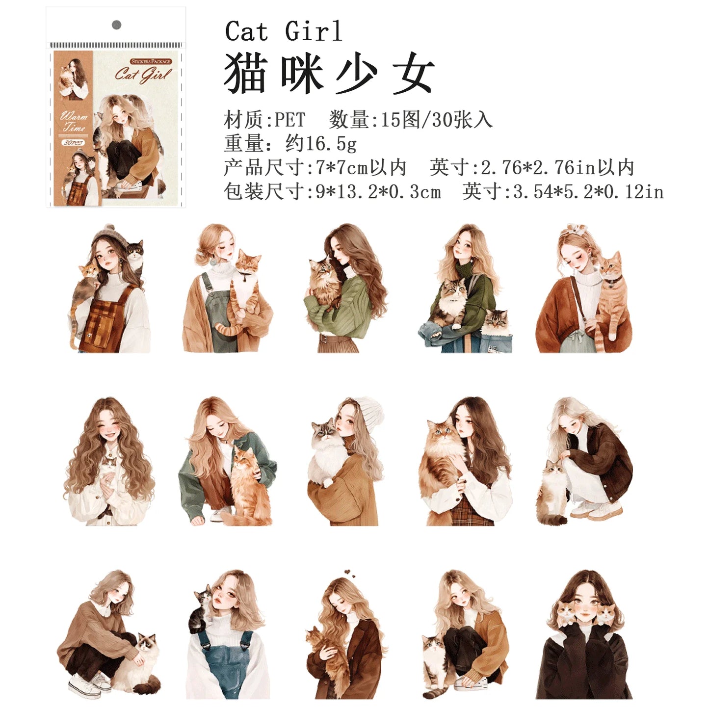 JIANQI 30 pcs Large size PET Stickers Life girl Decorative handmade Scrapbooking Material Diary Album Craft Supplies