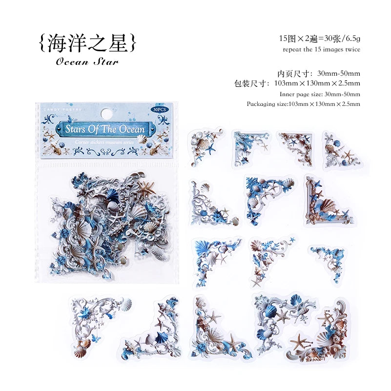 JIANQI 30 Sheets INS Corner Sticker Diy Diary Scrapbooking Stickers Festival Birthday Party Gift Decorations Labels art supplies