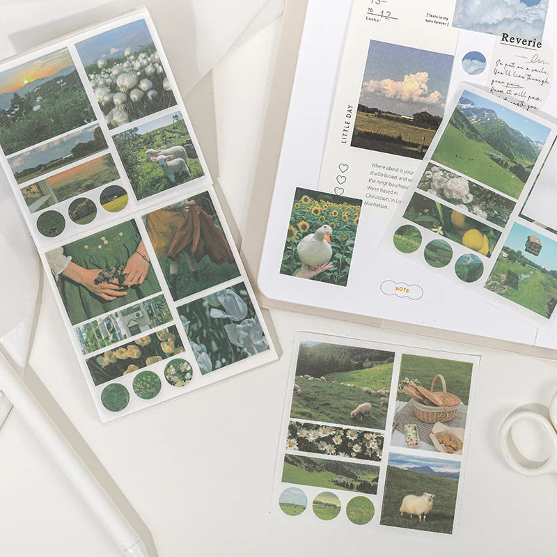 JIANQI 40pcs/pack Aesthetics Decor Stickers Book DIY Scrapbooking Supplies Album Creative Stationery Already Cut Ins Stickers