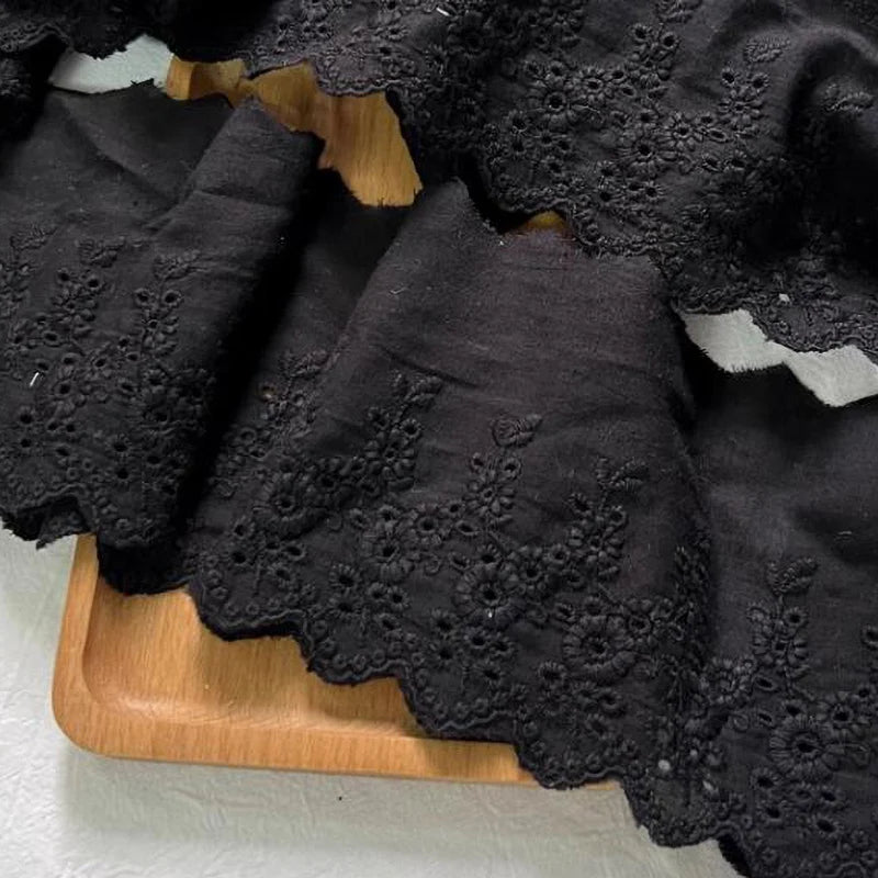 1Yard Multi-Color Flower Hollow Cotton Cloth Embroidery Lace Trim Fabric For Dress Curtain Bed Cuffs Handmade Sewing Crafts