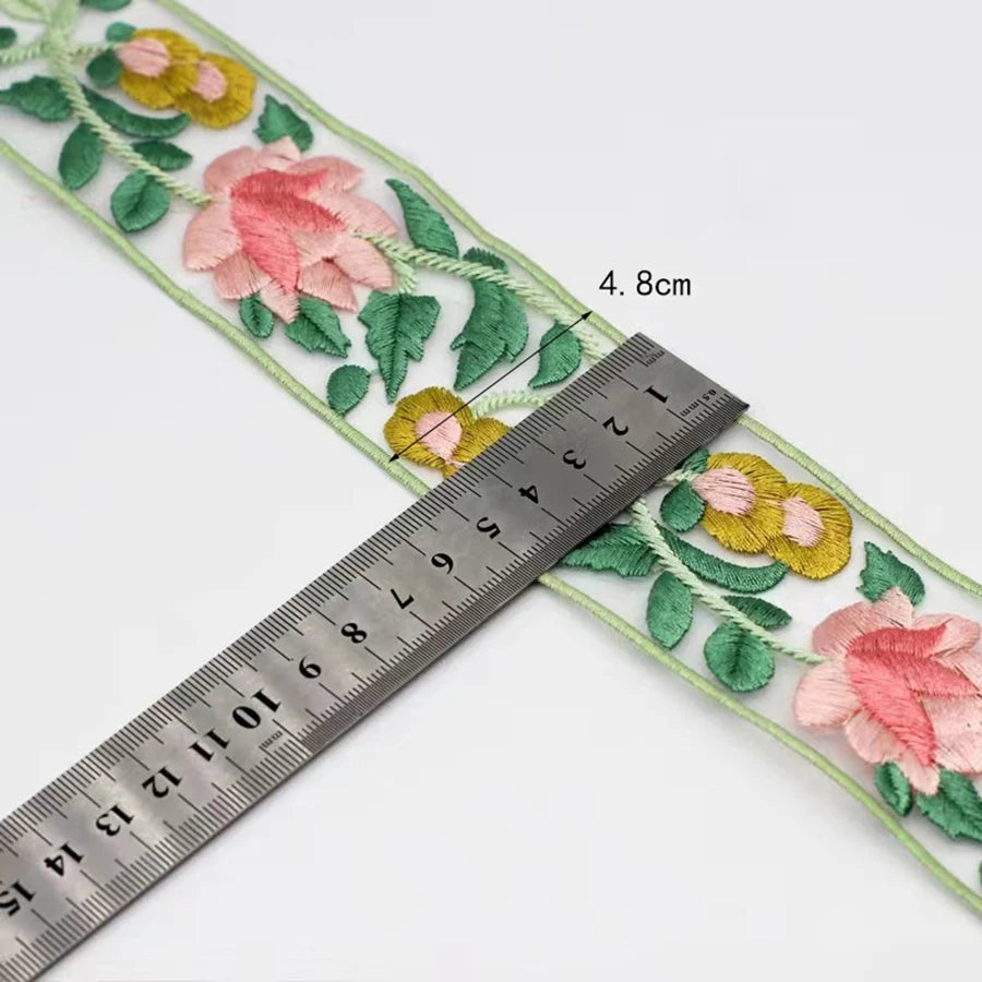 1 Yard Ribbon Flower Embroidered Lace Handmade DIY Clothes Lace Fabric Accessories 4.6CM Width