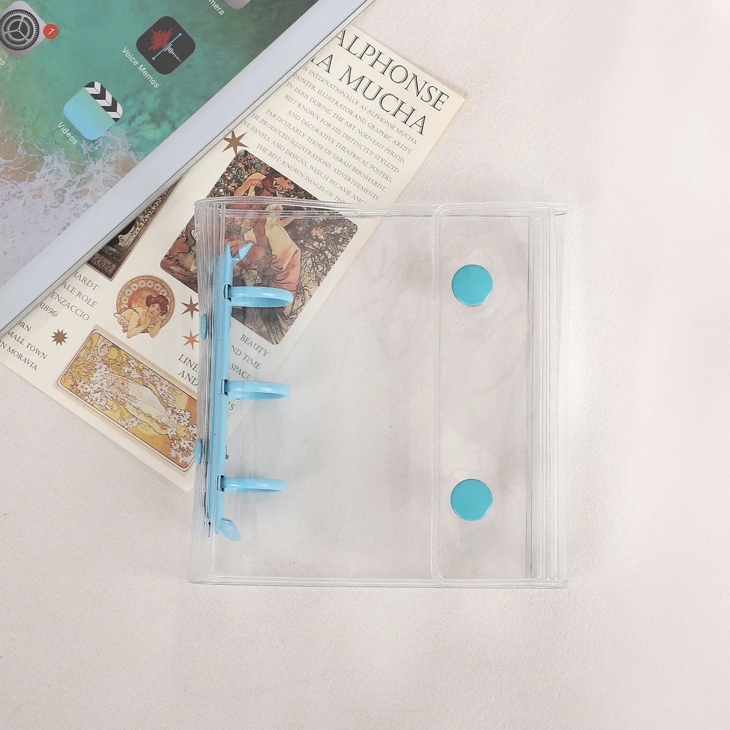 JIANWU Double Buckle A8Mini 3-hole Transparent Loose Leaf Material Storage Notebook Creative Journal Student Supplies Stationery