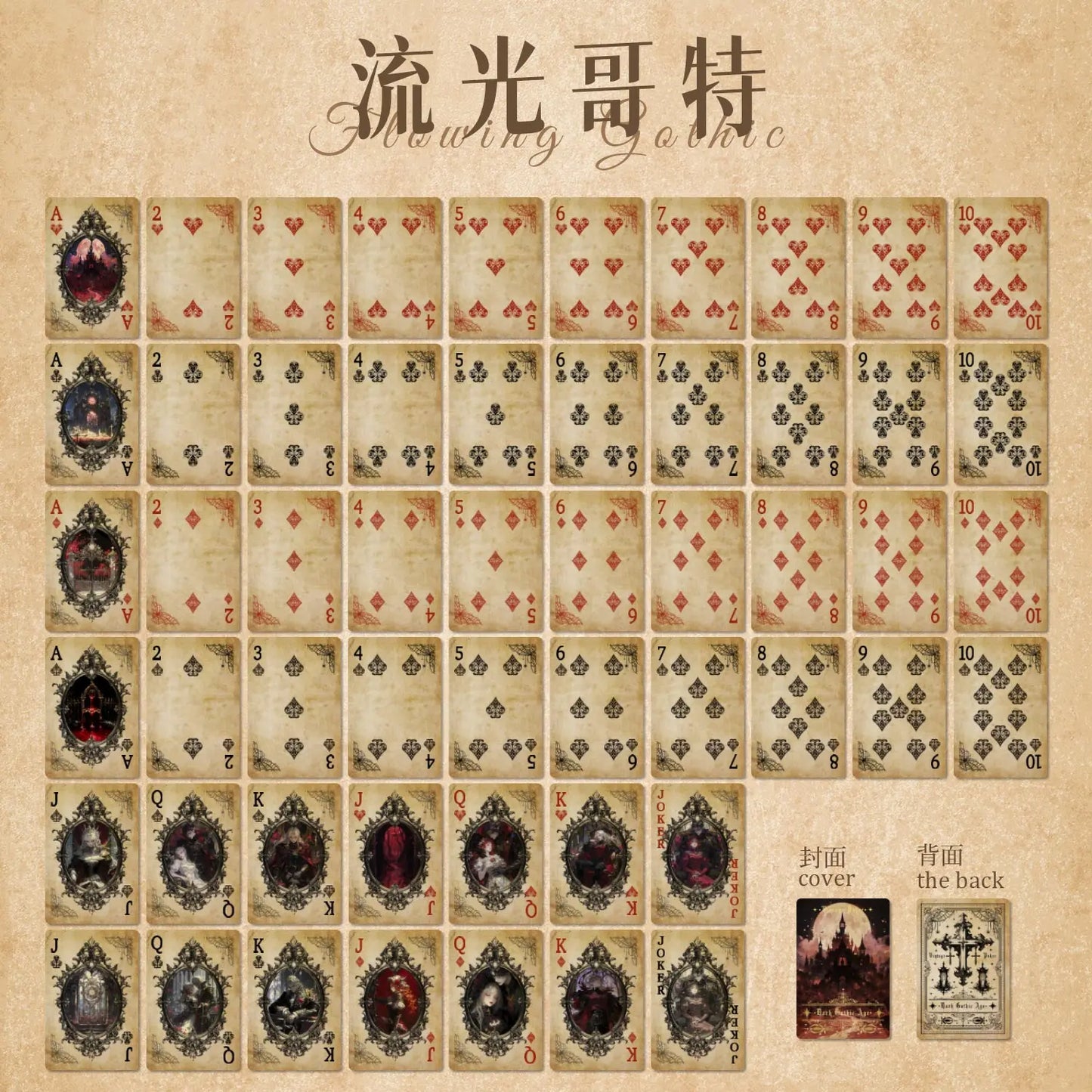 JIANQI 55 pcs Retro poker cards material paper Decorative Scrapbooking Diary Album hand made Collage material Background paper