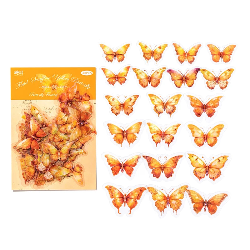 JIANQI 40pcs/pack PET Butterfly Stickers DIY Scrapbooking Collage Junk Journal Planner Decorative Materials Sticker Stationery