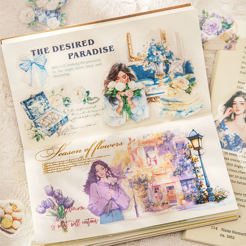 JIANQI 20pcs Home life Sticker Pack Decorative Junk Journal DIY Scrapbooking Supplies Collage Stationery Stickers