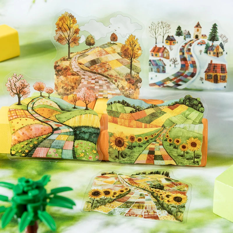 20pcs Four Seasons Scenery Beautiful Landscape Sticker Junk Journal DIY Scrapbooking School Supplies Collage Stationery Stickers