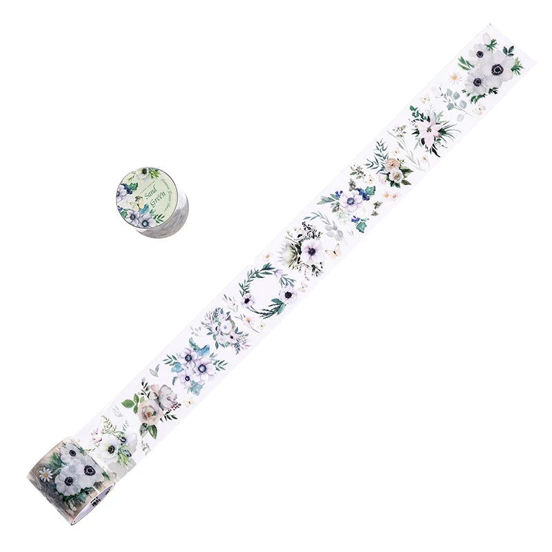 JIANQI 40mm*2m PET Flower Tape for Diary Scrapbooking DIY Deco Junk Journal Creative Stationery School Supplies Masking Tapes