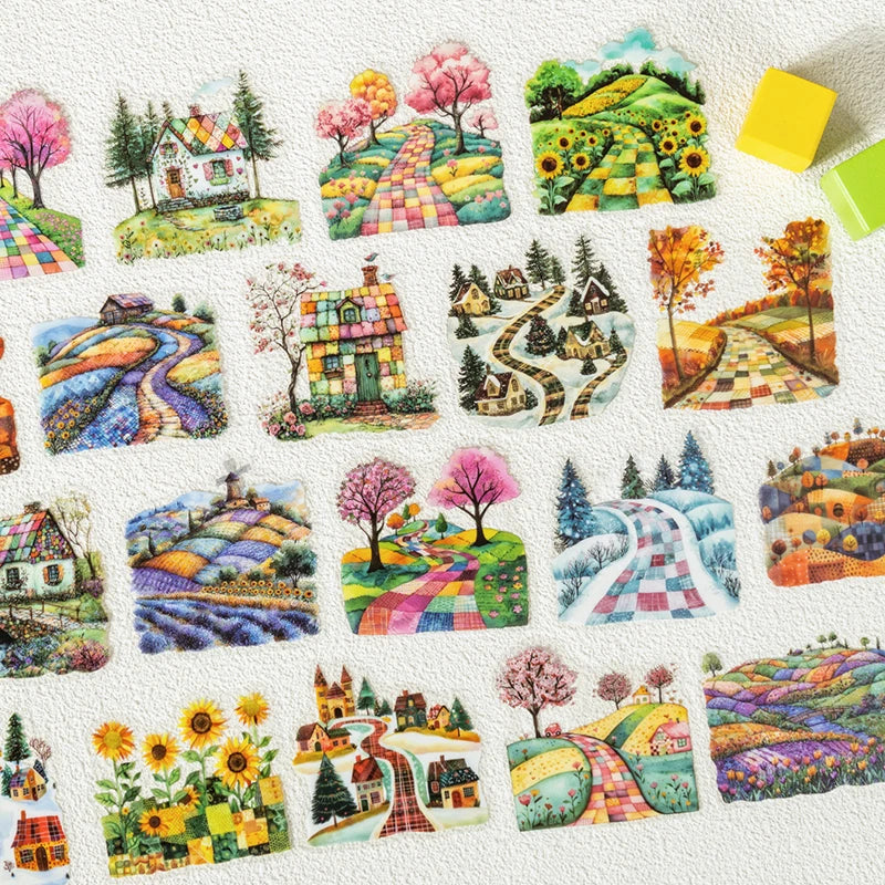 20pcs Four Seasons Scenery Beautiful Landscape Sticker Junk Journal DIY Scrapbooking School Supplies Collage Stationery Stickers