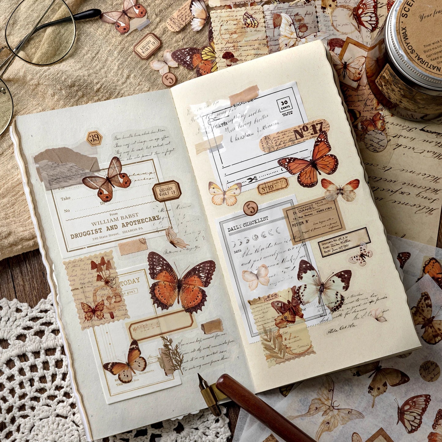 10 pcs PET Die cut Stickers book Butterfly Plants Flowers Decorative handmade Scrapbooking Material Diary Album Craft Supplies