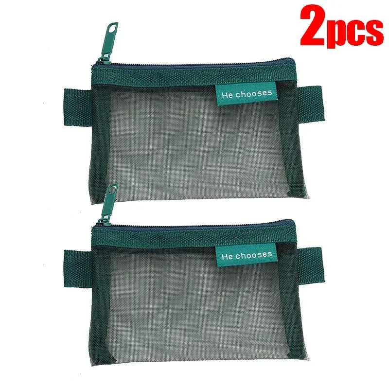 Mini Square Mesh Storage Bag Portable Money Earphone Data Cable Chargers Bag ID Credit Card Holder Zipper Pouch Travel Organizer