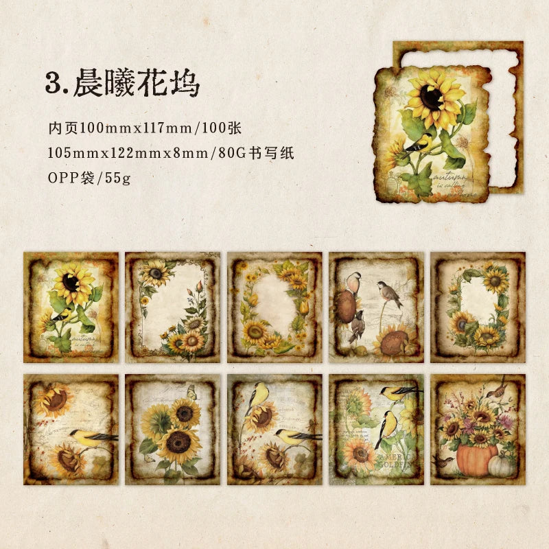 JIANQI 50pcs Vintage Materials Paper Garden Memory DIY Scrapbooking Deco Junk Journal Planner Collage Photo Album Craft Paper