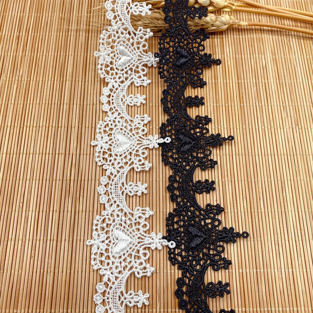 1 Yard Black White Gold Embroidery Luxury Lace Fabric Ribbon DIY Clothing Wedding Decoration Home Sew On Trim Applique