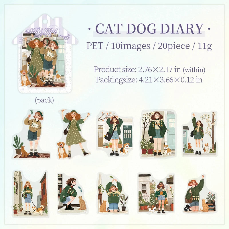 JIANQI 20pcs Girl's life Stickers Aesthetic Landscape Decorative Scrapbooking Diary Album Collage material junk journal supplies