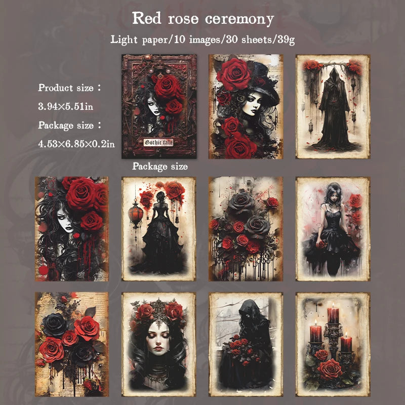 JIANQI 30 pcs/pack Gothic tale Materials Paper Decorative Diy Diary Album Scrapbooking material junk journal supplies