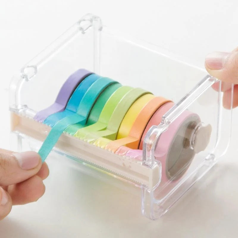 Creative Washi Tape Cutter Set Tape Tool Transparent Tape Holder Tape Dispenser School Supplies Office Stationery for Student