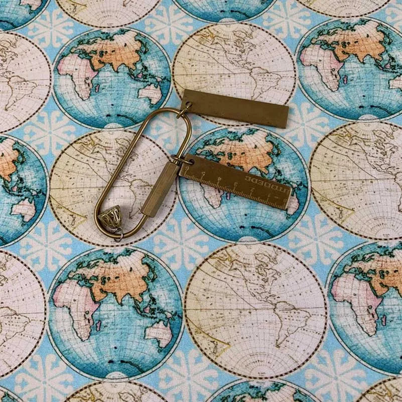 Newspaper Fabric Map Retro Vintage Digital Printed for Handmade DIY Sewing Accessories