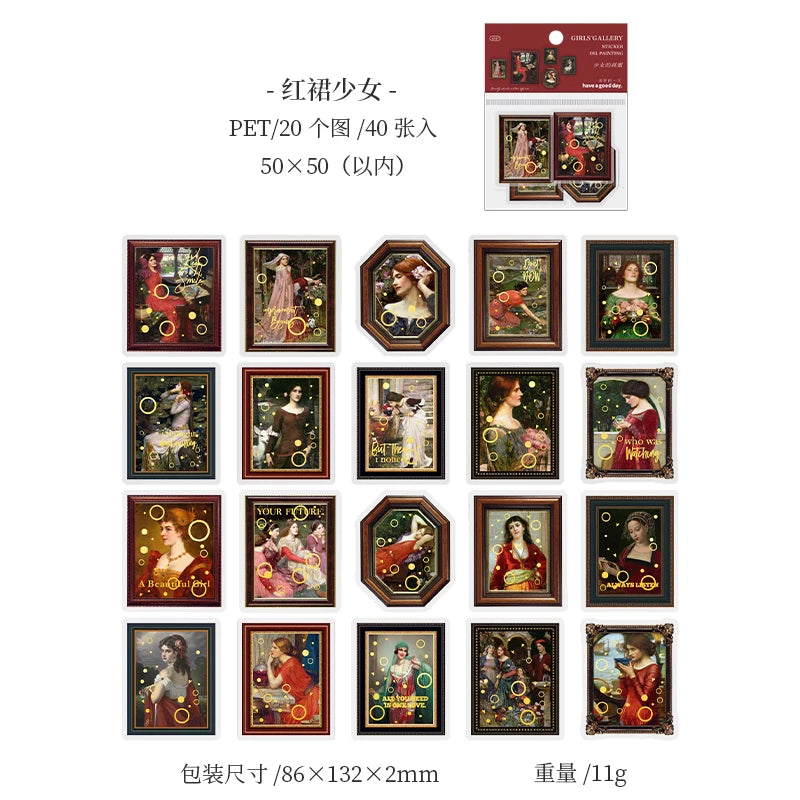 JIANQI 40 sheet Girl's Gallery Stickers Creative Scrapbooking Supplies Collage Junk Journaling Materials Crafts