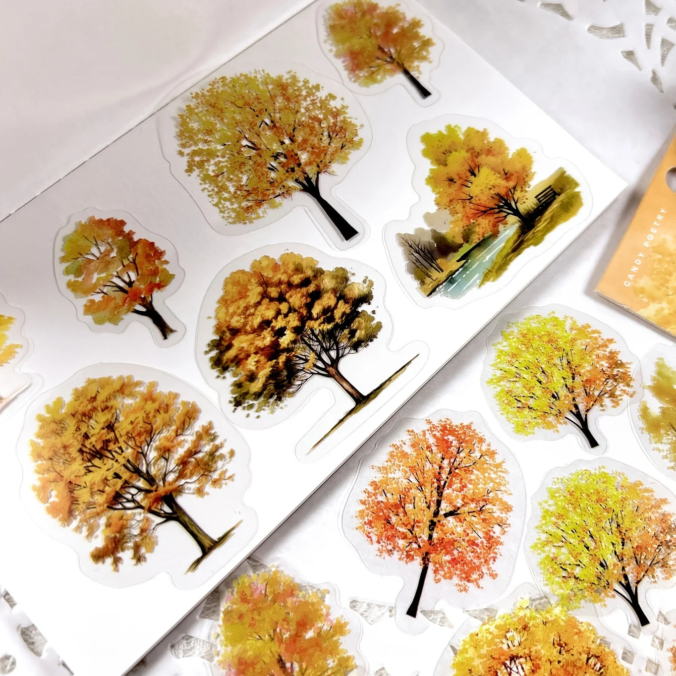 JIANQI 40pcs/pack Many Tree Materials stickers Four Season Decor DIY Hand Account Diary Scrapbooking Album Stickers Craft