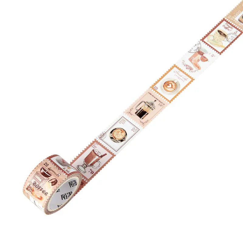 JIANQI Vintage Stamp Plant Washi Tape Stick Labels Paper Stickers Masking tape DIY Scrapbooking Material Craft Supplies