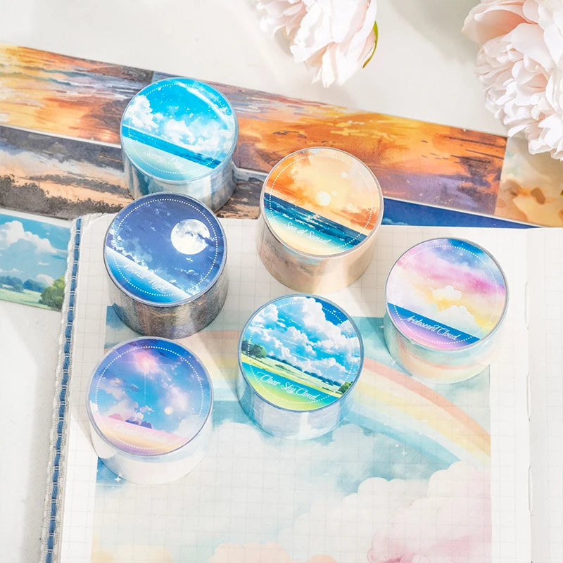 JIANQI 30mm*2m Sky and Sea landscape Tapes DIY Scrapbooking Decor Photo Album Collage Journalling Materials Stickers