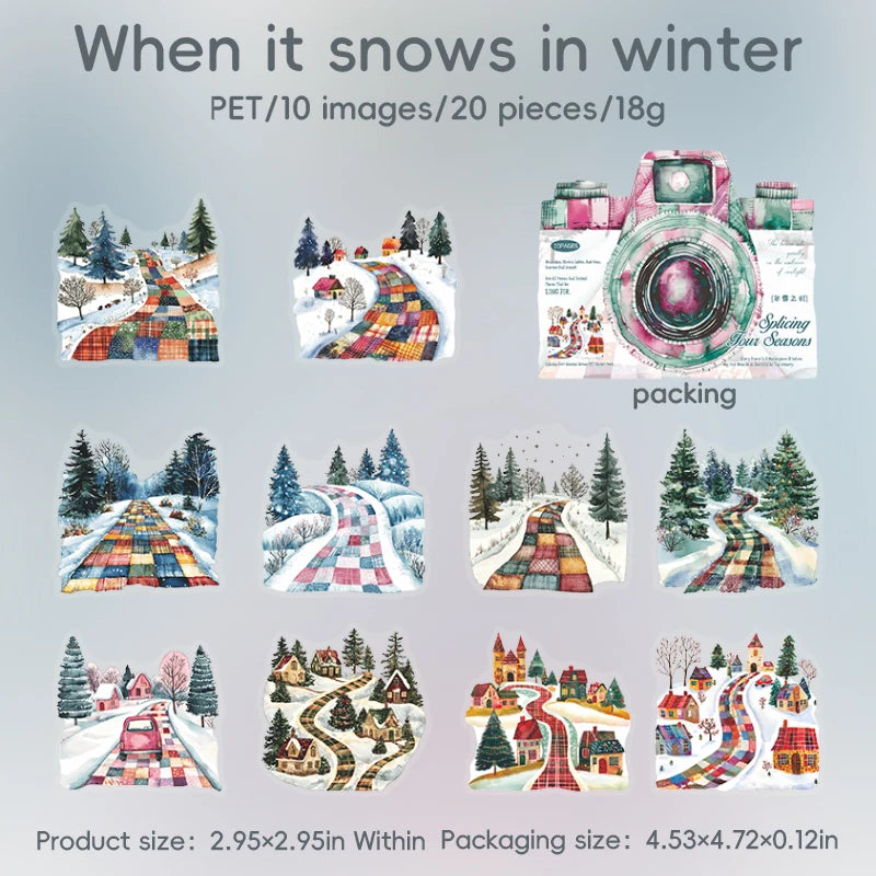 20pcs Four Seasons Scenery Beautiful Landscape Sticker Junk Journal DIY Scrapbooking School Supplies Collage Stationery Stickers