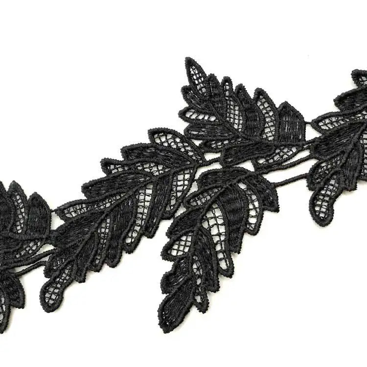 1 Yard White Leaf Embroidered Lace Sewing Garment Accessories DIY Handmade Craft Materials 9.3CM Wide