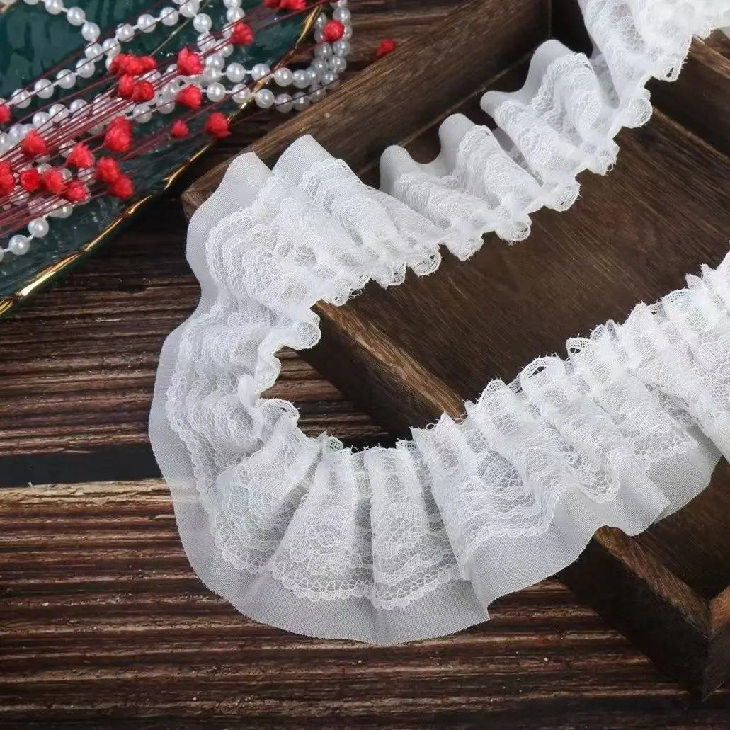 2 Yards Embroidery Ruffle Mesh Lace Fabrics For Clothing Home Wedding Accessory Bouquet Decor Handmade Sewing Trim DIY Crafts