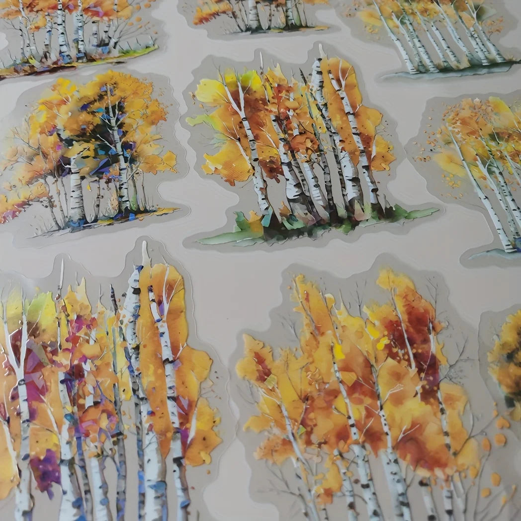 10 pcs/pack Tree and wood landscaping Stickers Label Diary Planner junk journal Decorative Scrapbooking DIY Craft Sticker