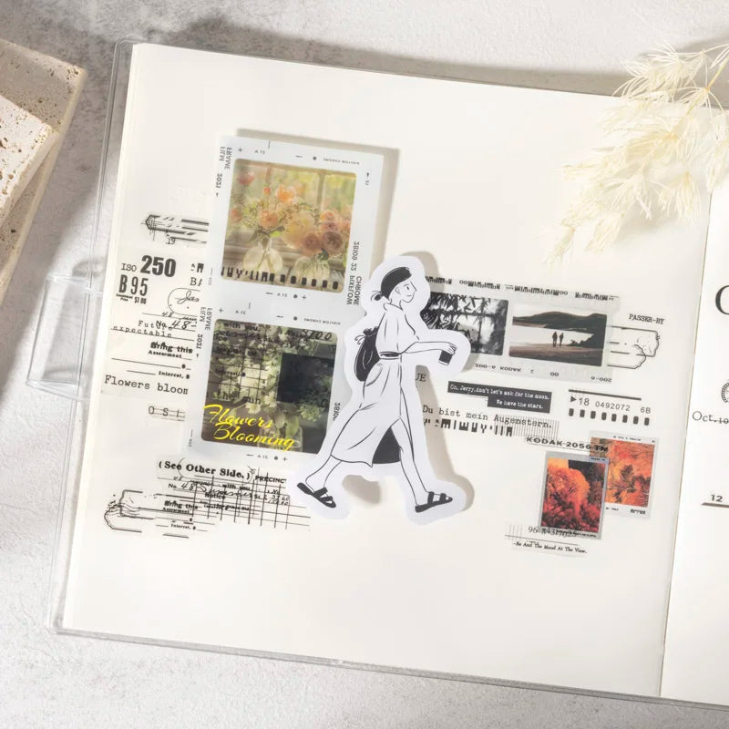 JIANQI 40mm*2m Aesthetics PET Travel Landscape Stickers DIY Scrapbooking Decor Materials Collage Photo Album Marking Tapes