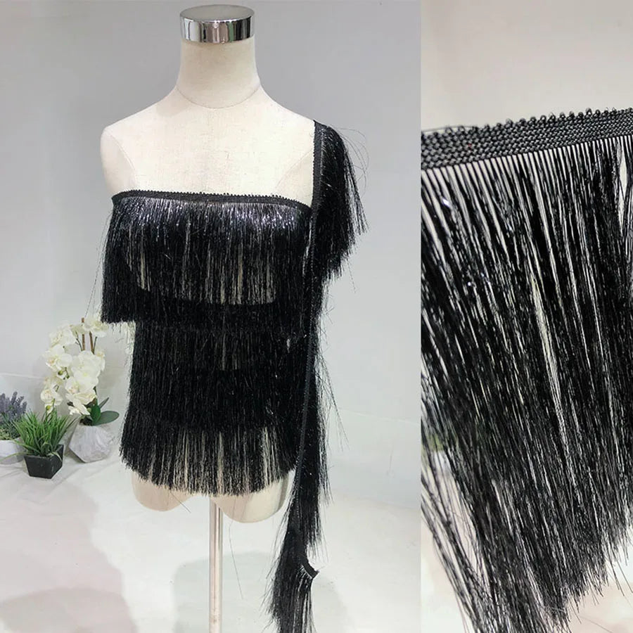 1 Yard Multi-color Tassel Decorative Skirt Tassel Fabric Gradient Latin Dance Row Beard Lace 20CM