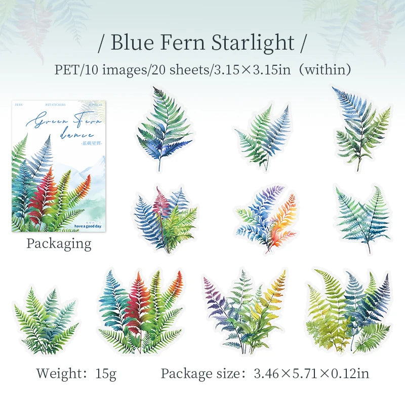 JIANQI Plant Sticker pack 20pcs Natural plants Transparent Waterproof Grass hand account Decoration Scrapbooking supplies