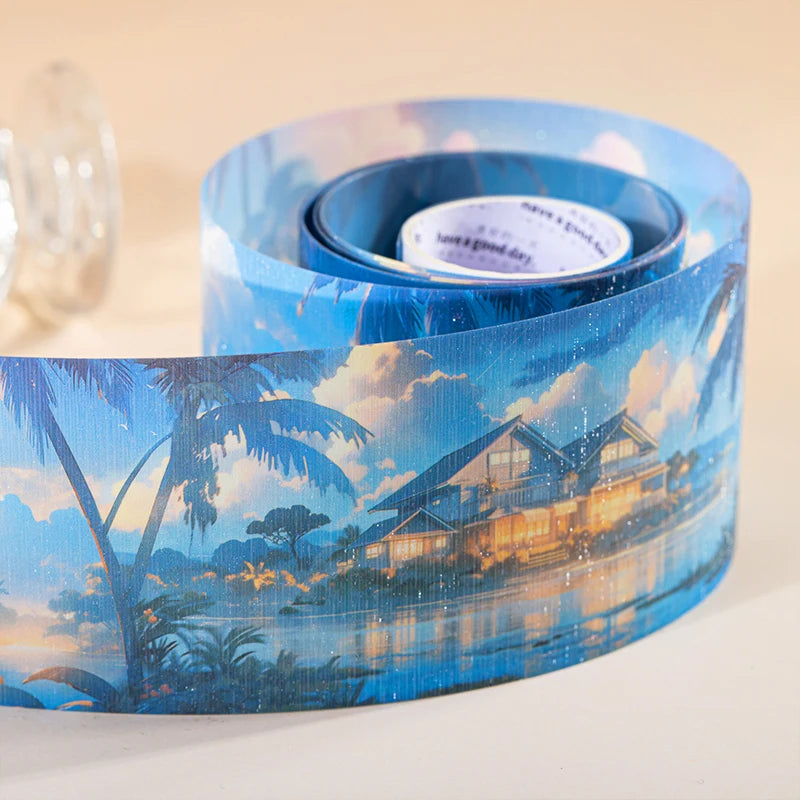 JIANQI 60mm*2m PET Tapes Beautiful sceneryStickers Decor Junk Journal DIY Scrapbooking School Supplies Collage Stationery Tapes