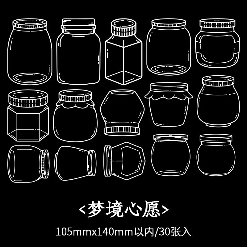 JIANQI 30 sheets Glass Bottle Shape Sticker Scrapbooking Art DIY Crafts Transparent Dried Flower Bookmarks Decor scrapbooking