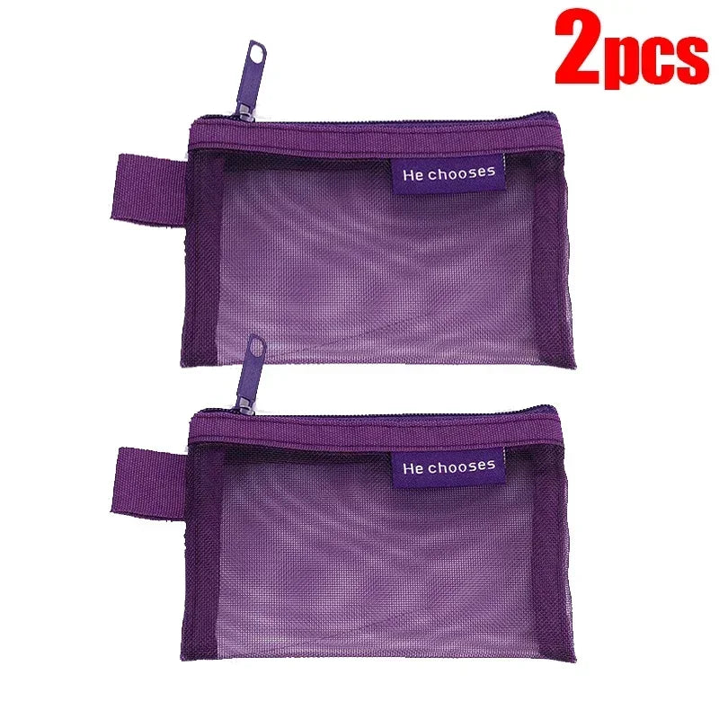 Mini Square Mesh Storage Bag Portable Money Earphone Data Cable Chargers Bag ID Credit Card Holder Zipper Pouch Travel Organizer