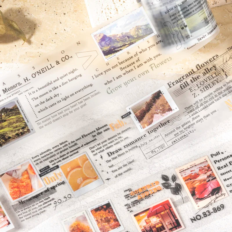 JIANQI 40mm*2m Aesthetics PET Travel Landscape Stickers DIY Scrapbooking Decor Materials Collage Photo Album Marking Tapes